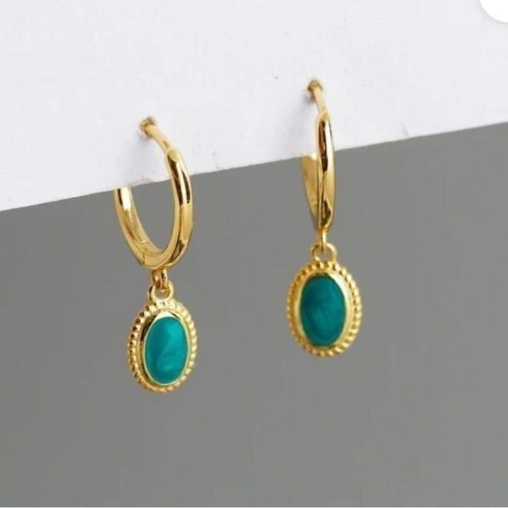 The Dainty Green Earring in 18k gold plating over 925